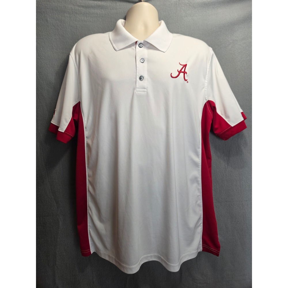 Knights Apparel Alabama Crimson Tide Mens XL Polo Shirt White Red NCAA Bama